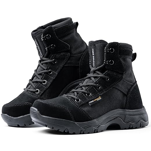 FREE SOLDIER Botas De Combate Leves Femininas Para Caminhada Tática 6 Polegadas, Duráveis E Confortáveis, Trabalho (Preto 8,5)