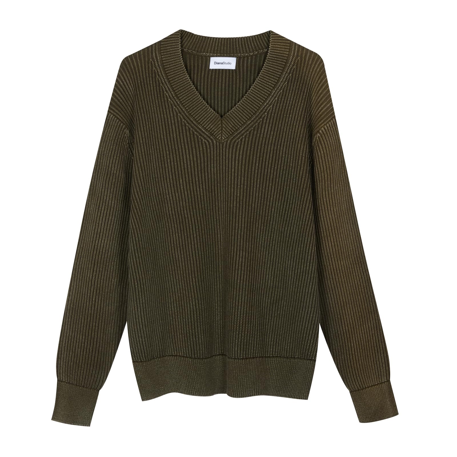 Diana Studio - Maglione Scollo V trattato a Mano in 100% Cotone, Uomo, Maniche Lunghe, Casual Fit