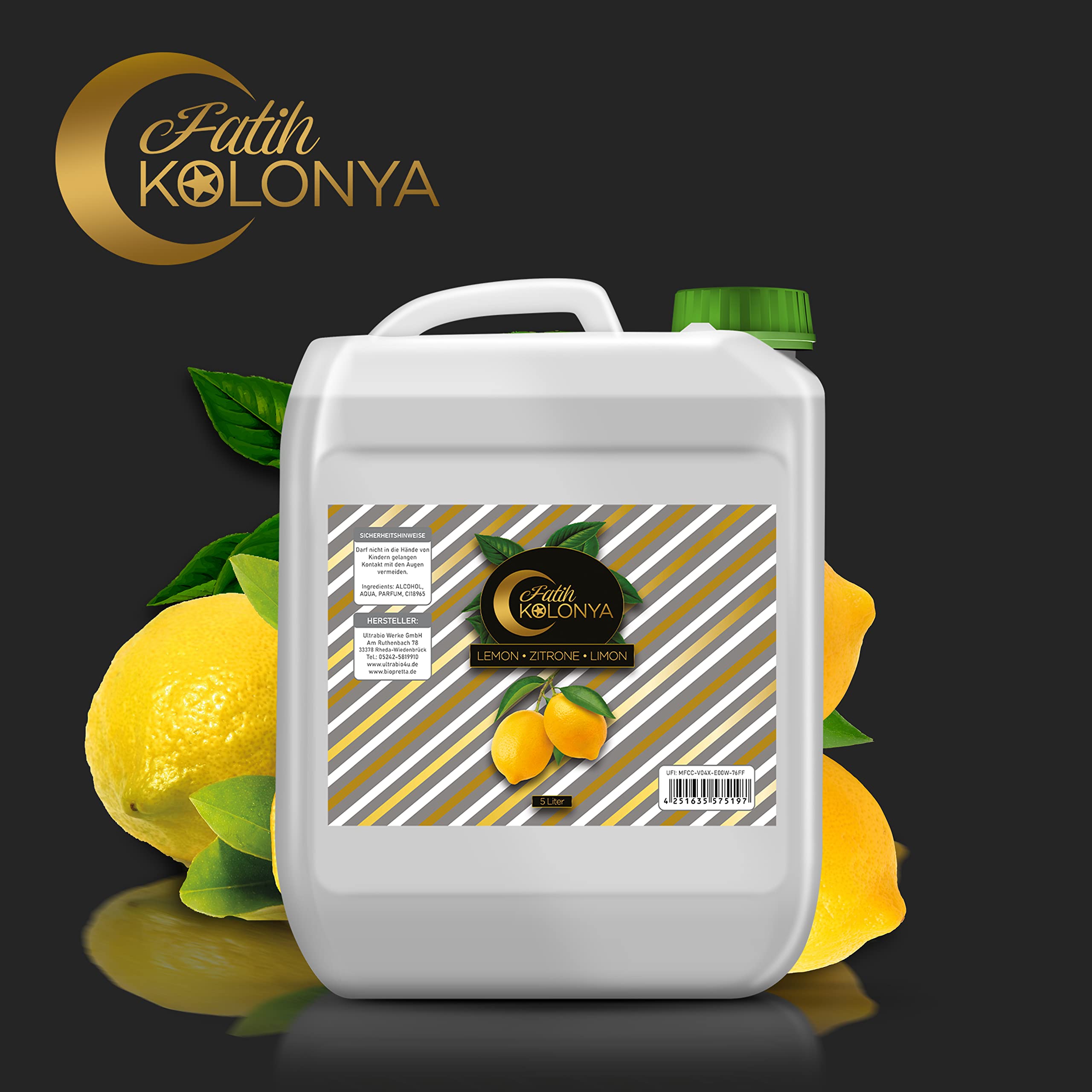 Fatih Kolonya Zitrone 80° Türkisches Duftwasser Kolonyasi Lemon Handwasser 5000ml