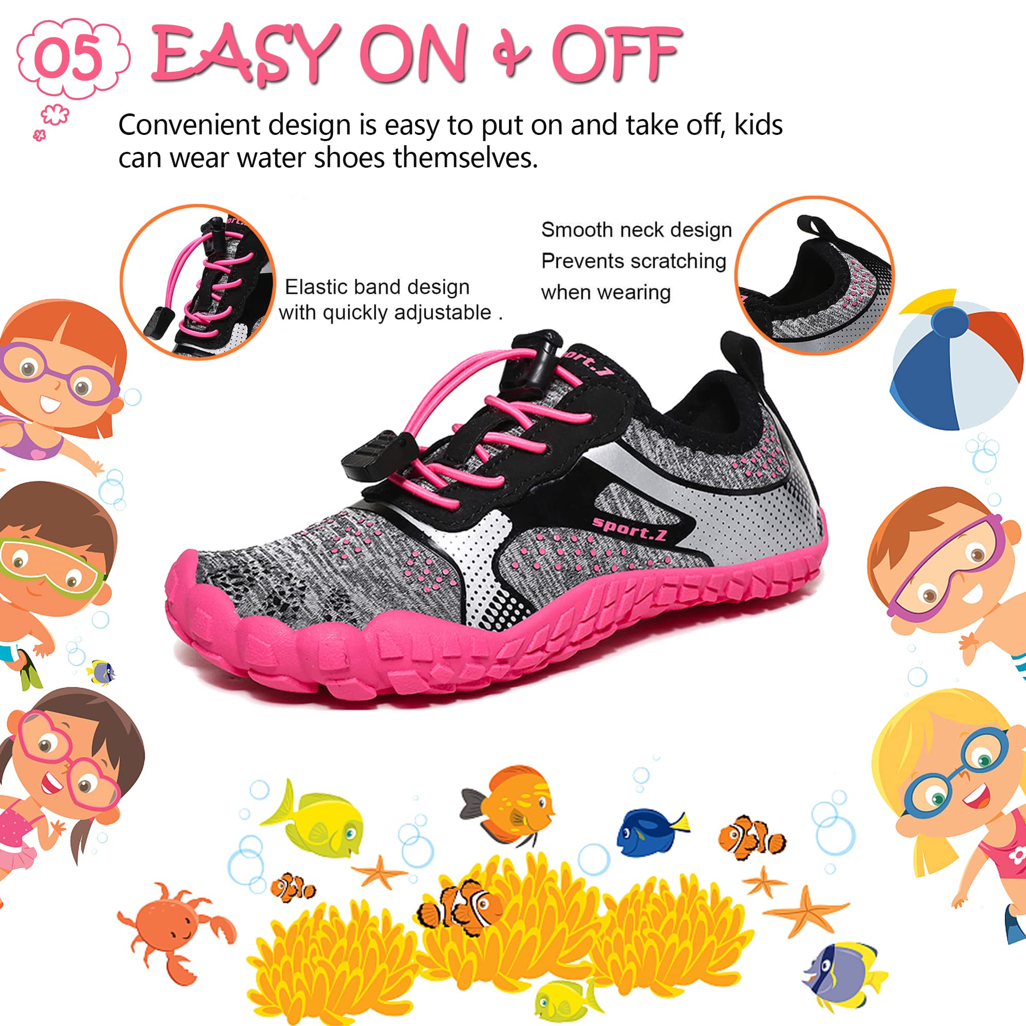 Maxome Chaussures Aquatiques pour Enfants garçons et Filles Chaussures de Plage pour Enfants Chaussures de Natation Séchage Rapide Légères pour Le Surf et la plongée, 29-36 EU