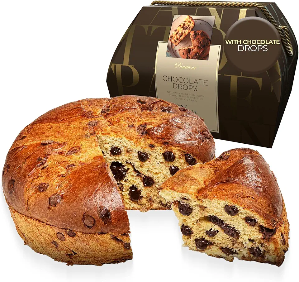 OFNER - Chocolate Drops Premium Genovese Panettone - Traditional Italian Recipe, Soft and Moist Christmas Cake, Christmas Gifts for Mom & Dad - Holiday Cakes, Gourmet Sweet Italian Breads - 1kg/35.3oz