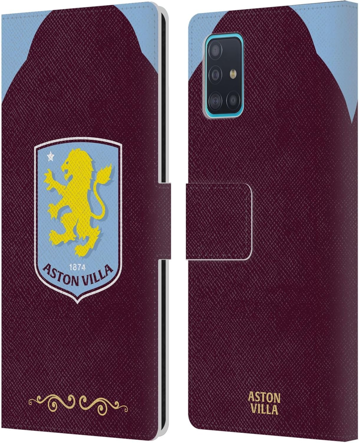 Head Case Designs Officially Licensed Aston Villa Football Club Home 2025/26 Crest Kit Leather Wallet Case Compatible with Samsung Galaxy A51 (2019)