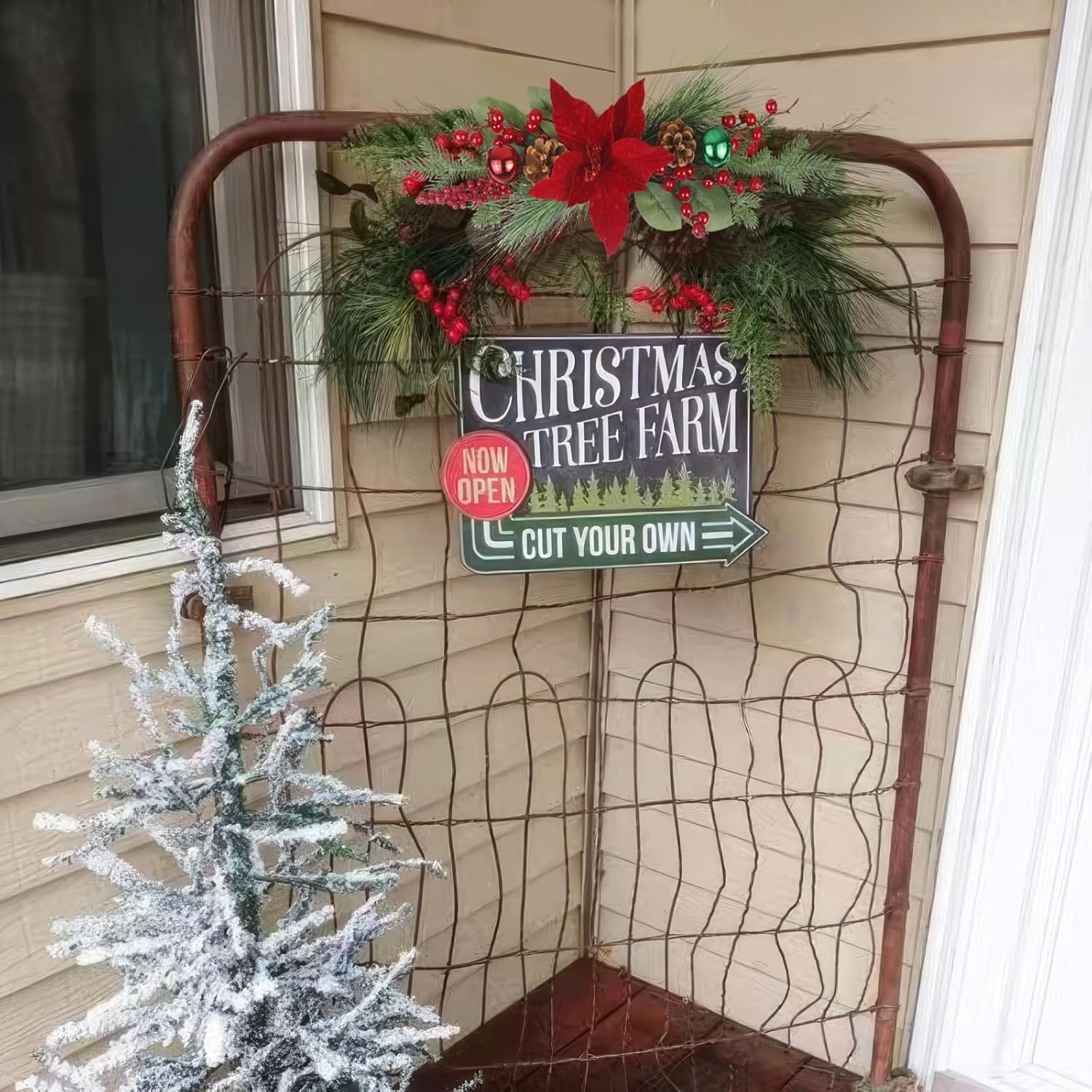 Artificial Christmas Swags for Front Door Xmas Door Swags Red Berries Pine Cones Poinsettia and Christmas Balls Swag Wreath for Outdoor Wall Lintel Mailbox Mantels Stair Hanging Decor