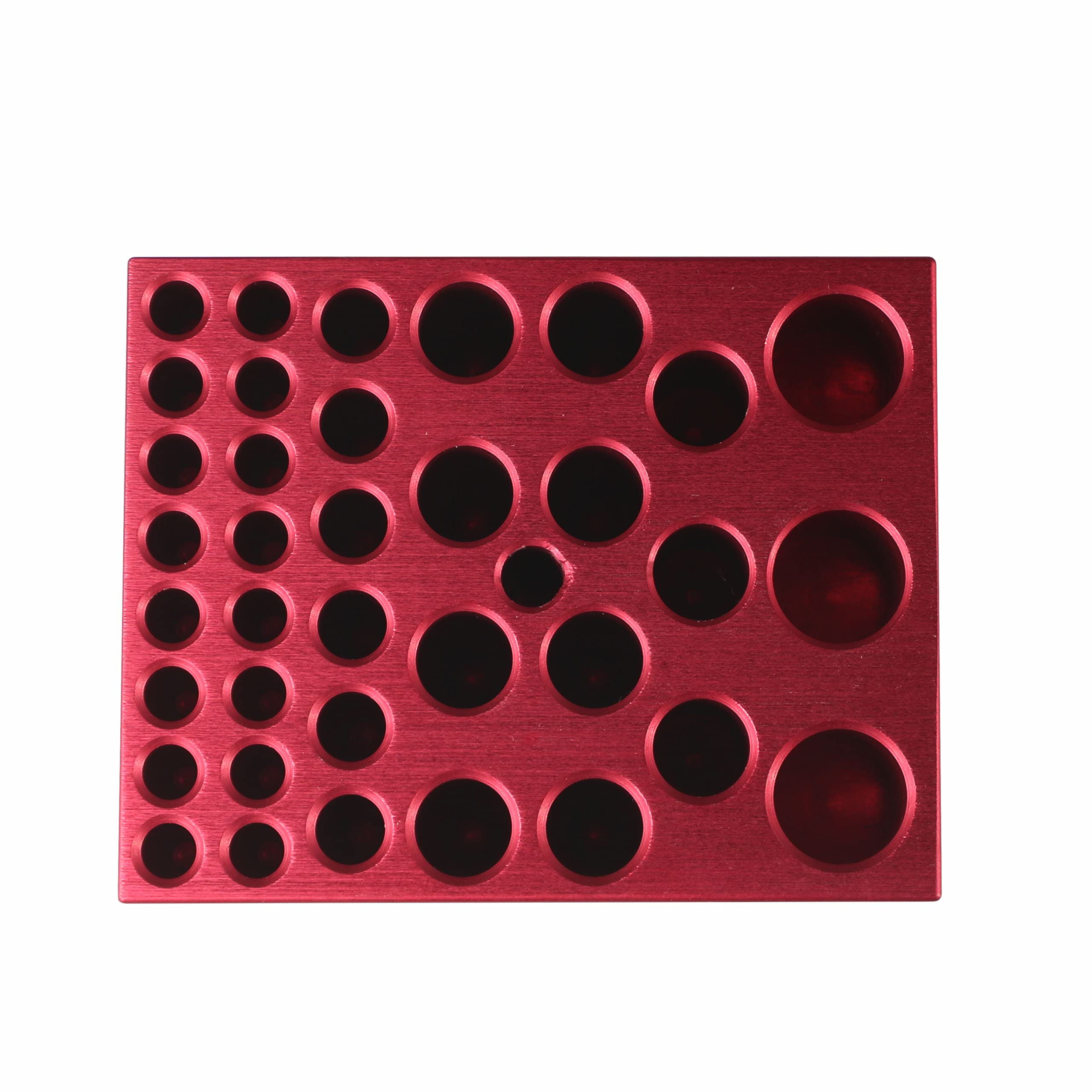 Bloque de calefacción de baño seco de aluminio – 2.9 x 3.7 pulgadas – Se adapta a los principales calentadores de baño seco – Capacidad para viales de 0.2 ml, 0.6 ml, 1.5 ml, 2.0 ml y 1 dram