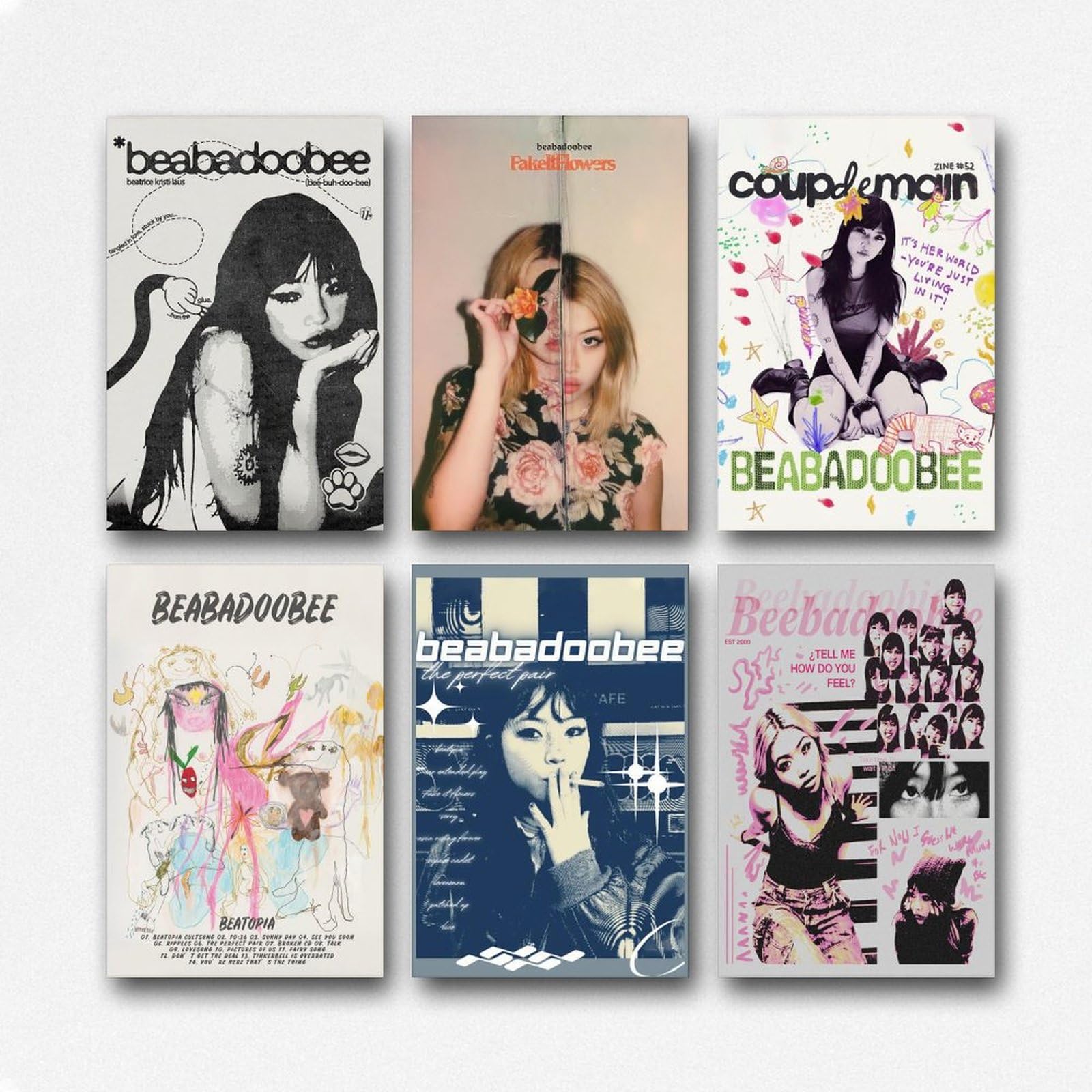 Beabadoobee Poster Music Atr Vintage Singer Poster A Set of 6 Canvas Posters Room Aesthetic Festival Family Bedroom Decor Wall Art Home12x18inch(30x45cm) Style