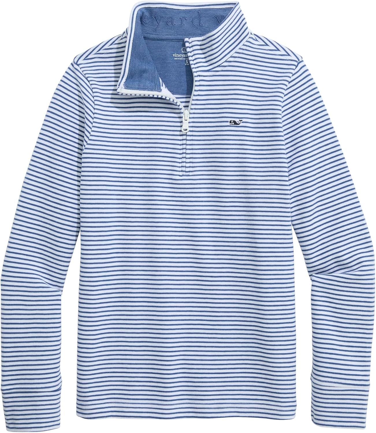 vineyard vines Boys' Saltwater Quarter-Zip, White Bradley Stripe, L