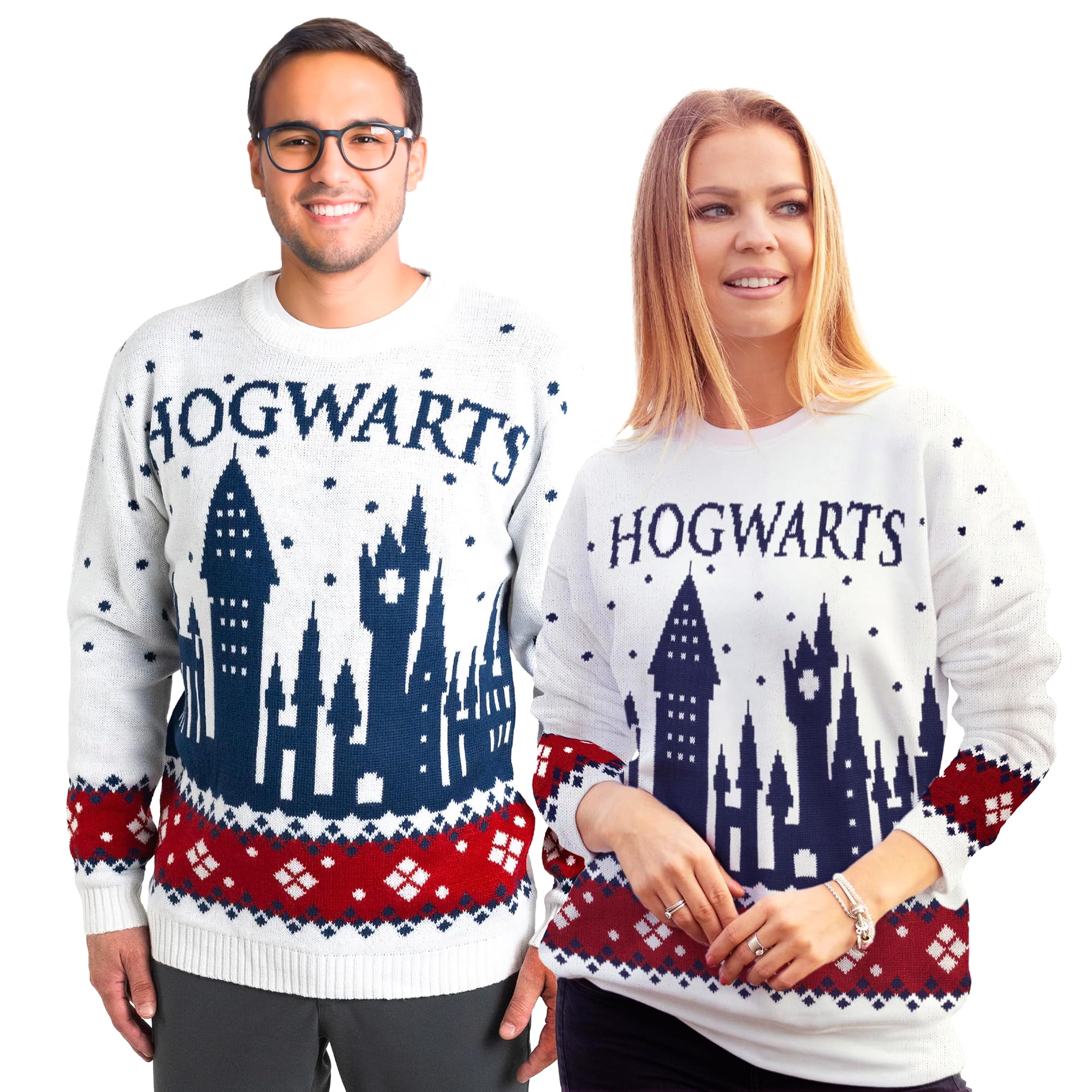 United Labels Unisex White Harry Potter Hogwarts Christmas Jumper Merch For Men And Women Sweatshirt 100% Polyacrylic, 3XL Plus