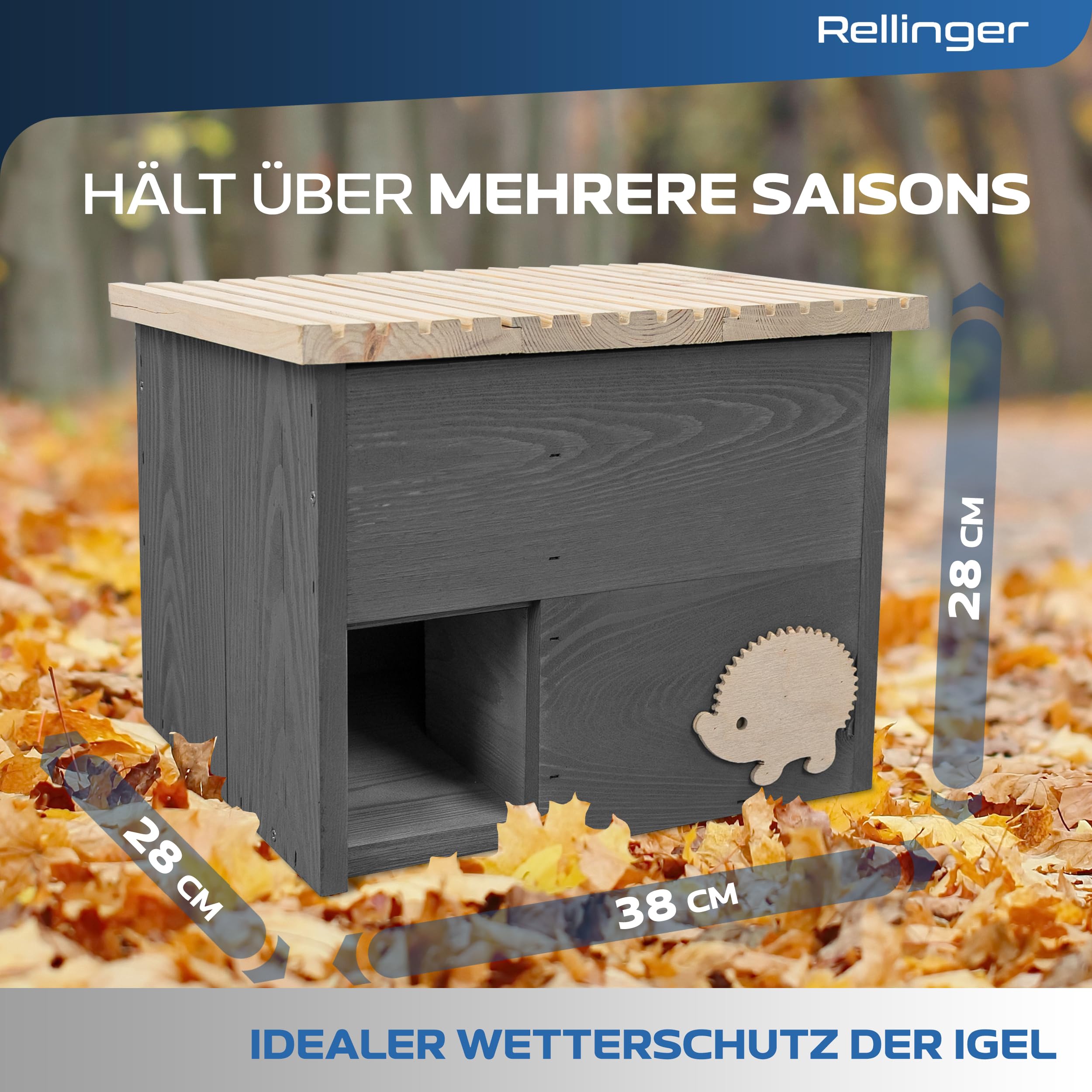 Igelhaus Winterfest mit Boden Premium Igelfutterhaus mit Labyrinth Eingang Igel Schlafhaus