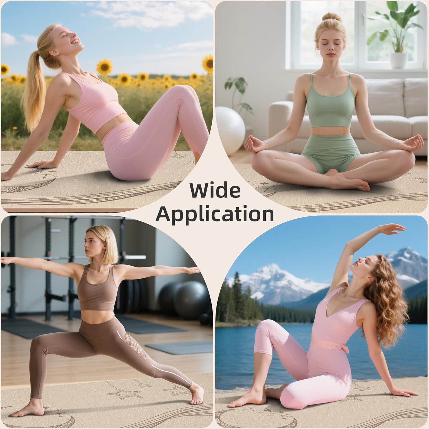 Large Yoga Mat, 72"x40"x0.4"Thick, Extra Wide Exercise Mat, Oversized Non Slip Workout Mat with Strap for Yoga, Pilates, Fitness, Home Gym Studio