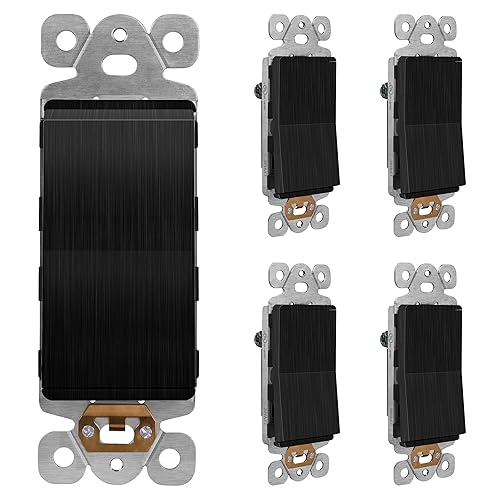 LIDER Interruptor decorativo de diseño minimalista negro cepillado, interruptor de pared de paleta sin marco, interruptor basculante de