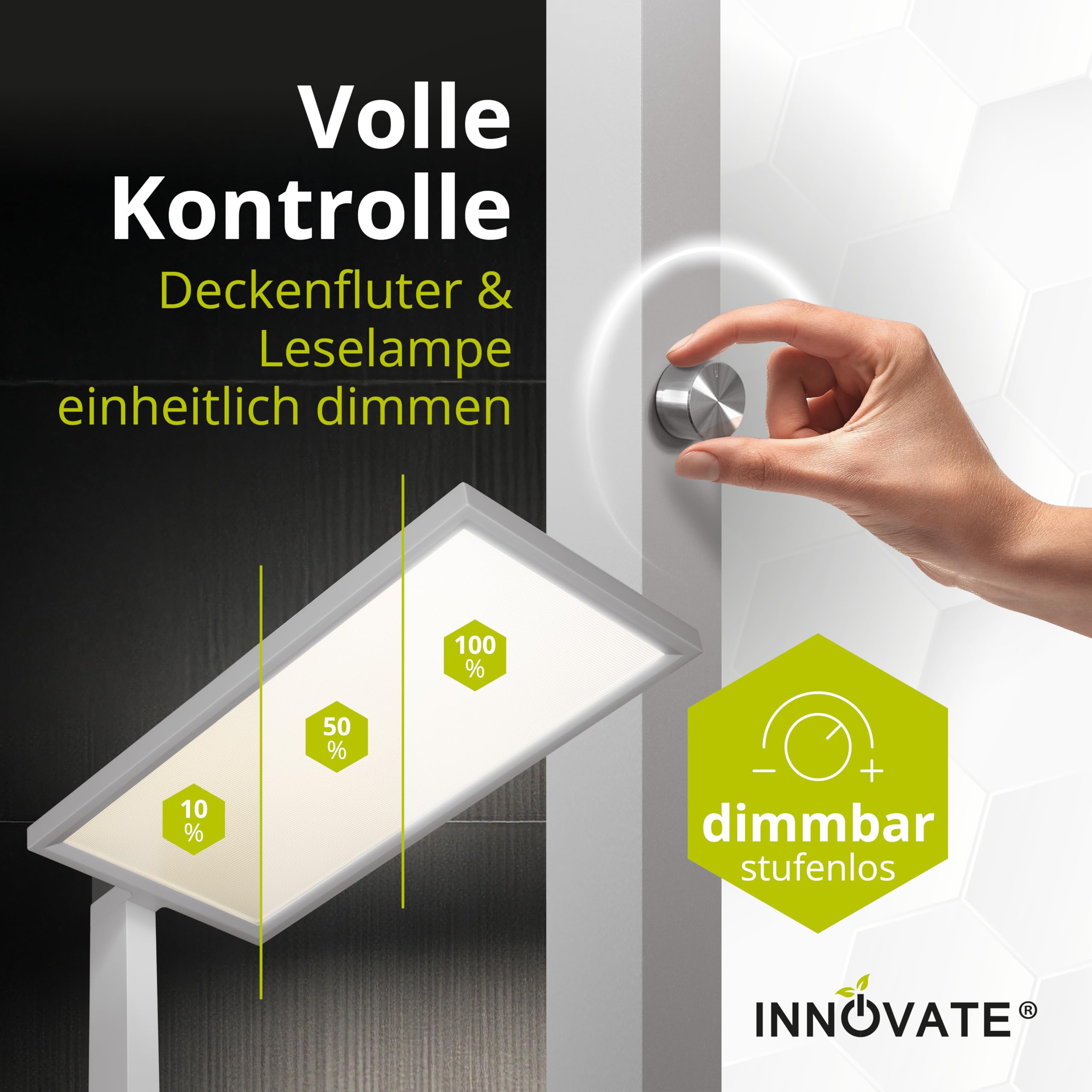 INNOVATE LED Stehlampe Büro Dimmbar 7500lm UGR< 19 80W Deckenfluter Silber | Tageslichtlampe Schreibtisch Stehlampe Dimmbar I Stehlampe LED Home Office Schreibtische & Arbeitsplätze Stehlampen