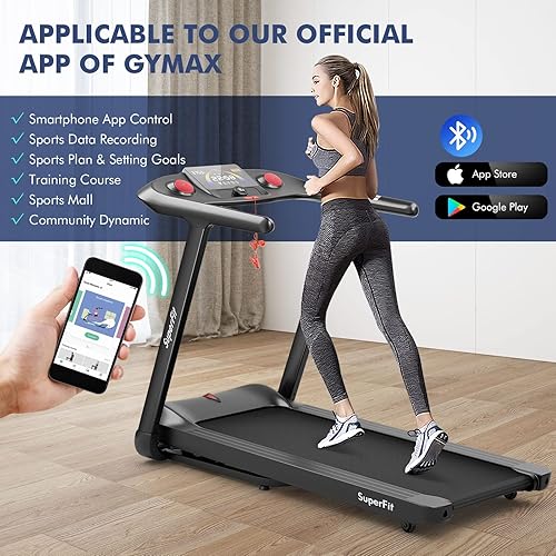 Miniatura 7 de Goplus Caminadora plegable de 4.75 HP con 15% de inclinación automática, caminadora eléctrica Superfit con control de voz y aplicación, 20 programas