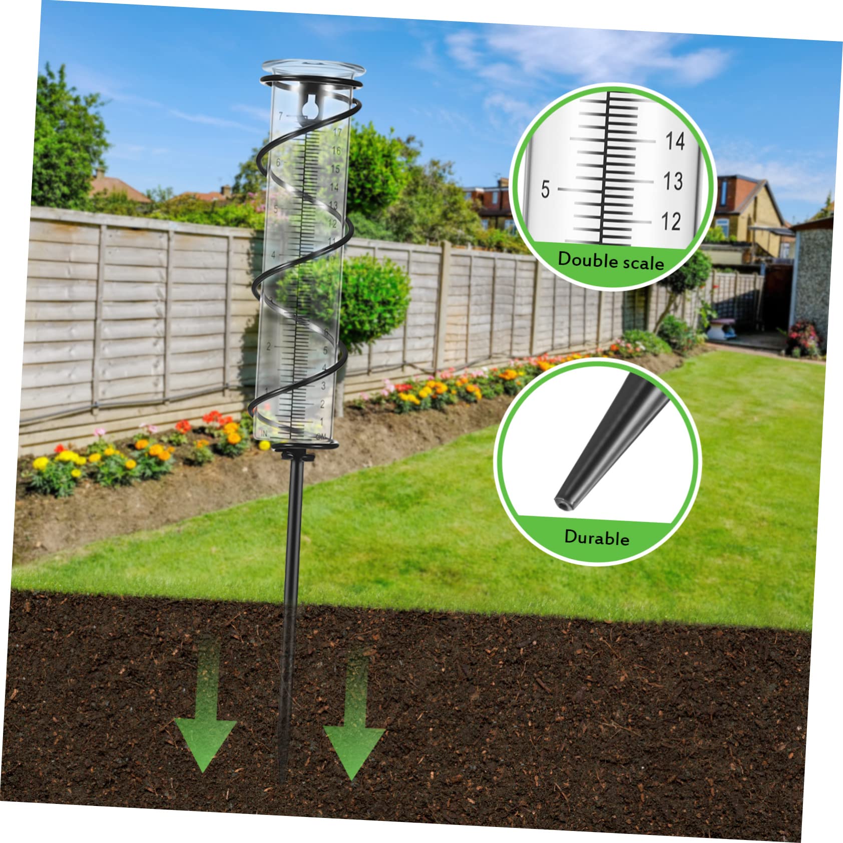 Milisten Regenmesser Für Draußen Aus Glas Mit Spiralpfahl Aus Eisen Einfach Zu Montieren Inklusive Ersatz-messzylindern Für Garten