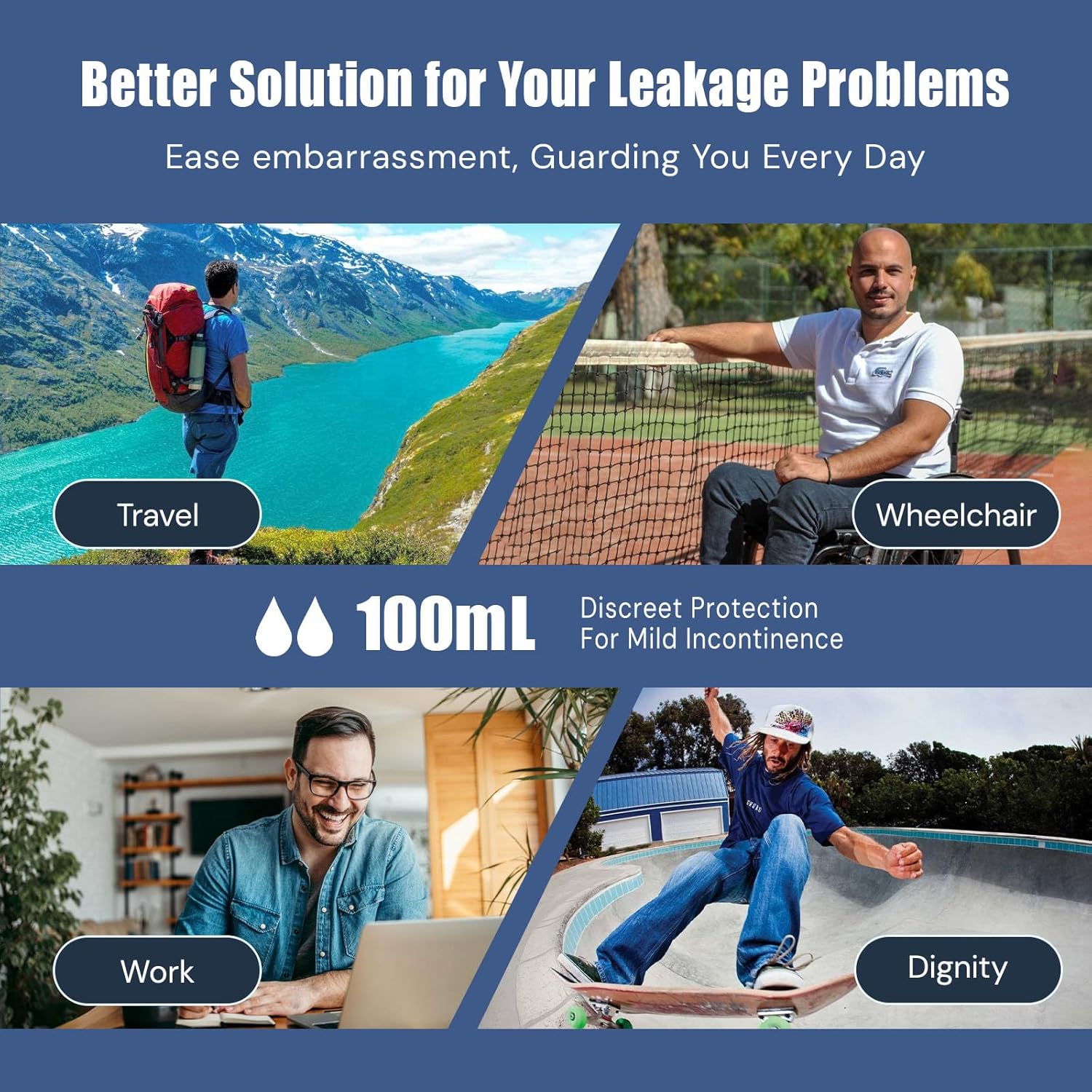 Carer Washable Incontinence Underwear for Men Reusable Mens Urinary Incontinence Box Briefs for Bladder Leak Protection 100ml Front Absorbency Cotton Leakproof Underwear Pattern S - Image 5