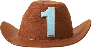 WAWUO 1st Cowboy Birthday Party Hat - 1st birthday cowboy hat,Baby party cowboy hat,First birthday toddler trumpet cowboy hat (blue)