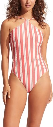 Seafolly Womens High Neck Halter One Piece Swimsuit