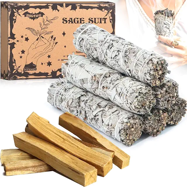 White Sage & Palo Santo Sticks - Natural Incense for Air Purification & Meditation