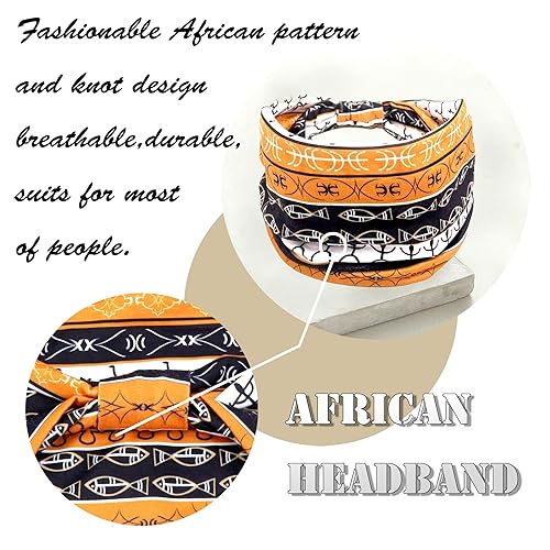 Miniatura 3 de Diademas de estilo africano para mujer, banda ancha elástica anudada, accesorios para yoga, entrenamiento, deporte, atletismo, playa, accesorios
