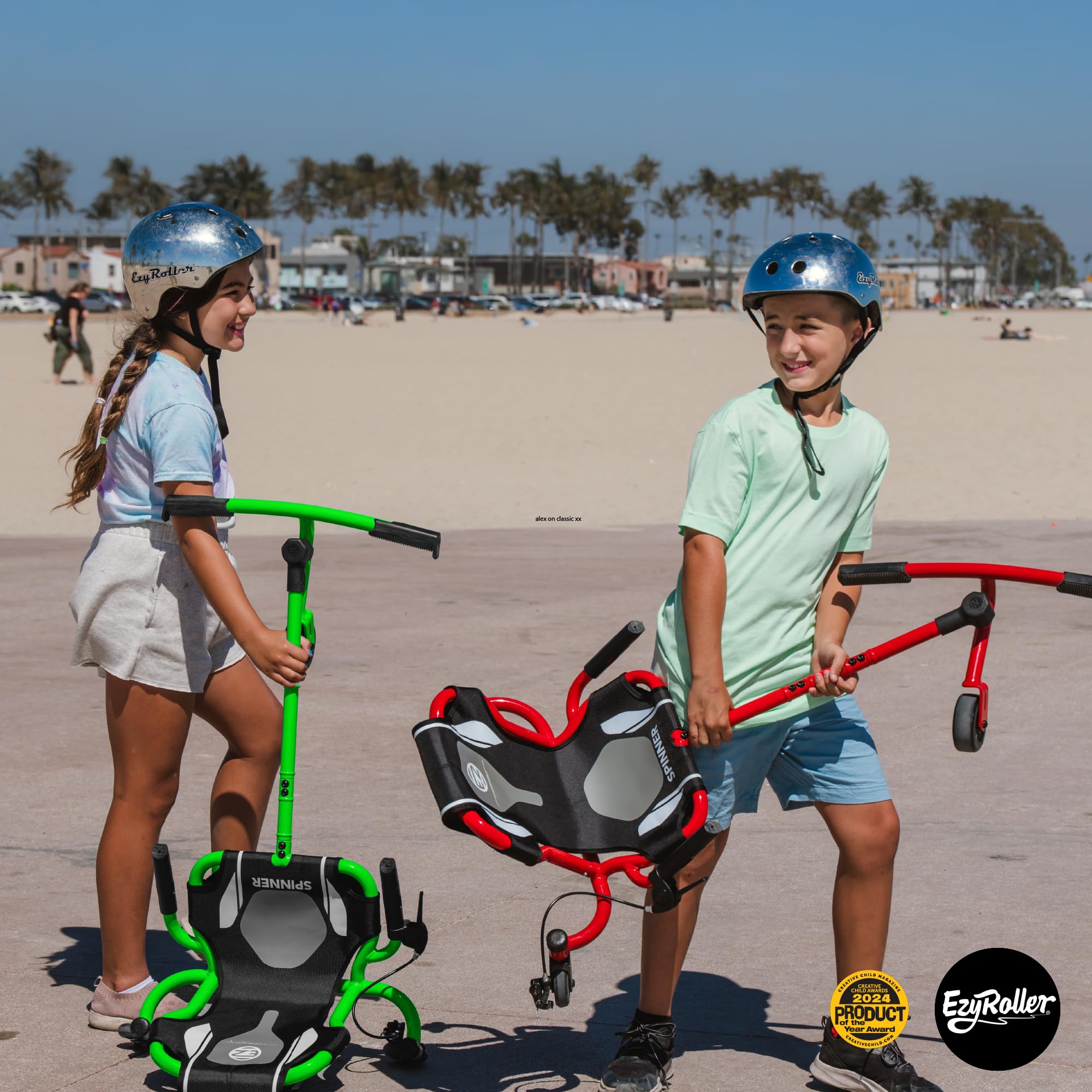 EzyRoller Spinner Ride On Scooter for Kids & Toddlers, Outdoor Ride on Toy with Caster Wheels for Drifting & Tight Turning, Up to 150 lbs, Ages 4 & Up - Green