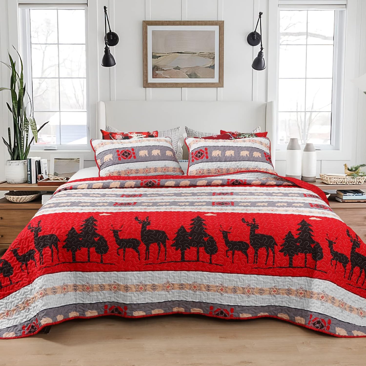 Evanhome Rustic Bedding Set, 2Pieces Cabin Twin Winter