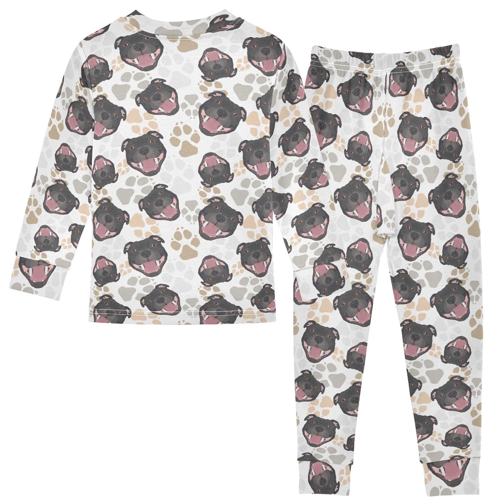 JHKKU Staffordshire Bull Terrier Dog Pajamas Set Cotton 2 Piece Soft Comfy Pjs Long Sleeve Lounge Sleepwear 5T