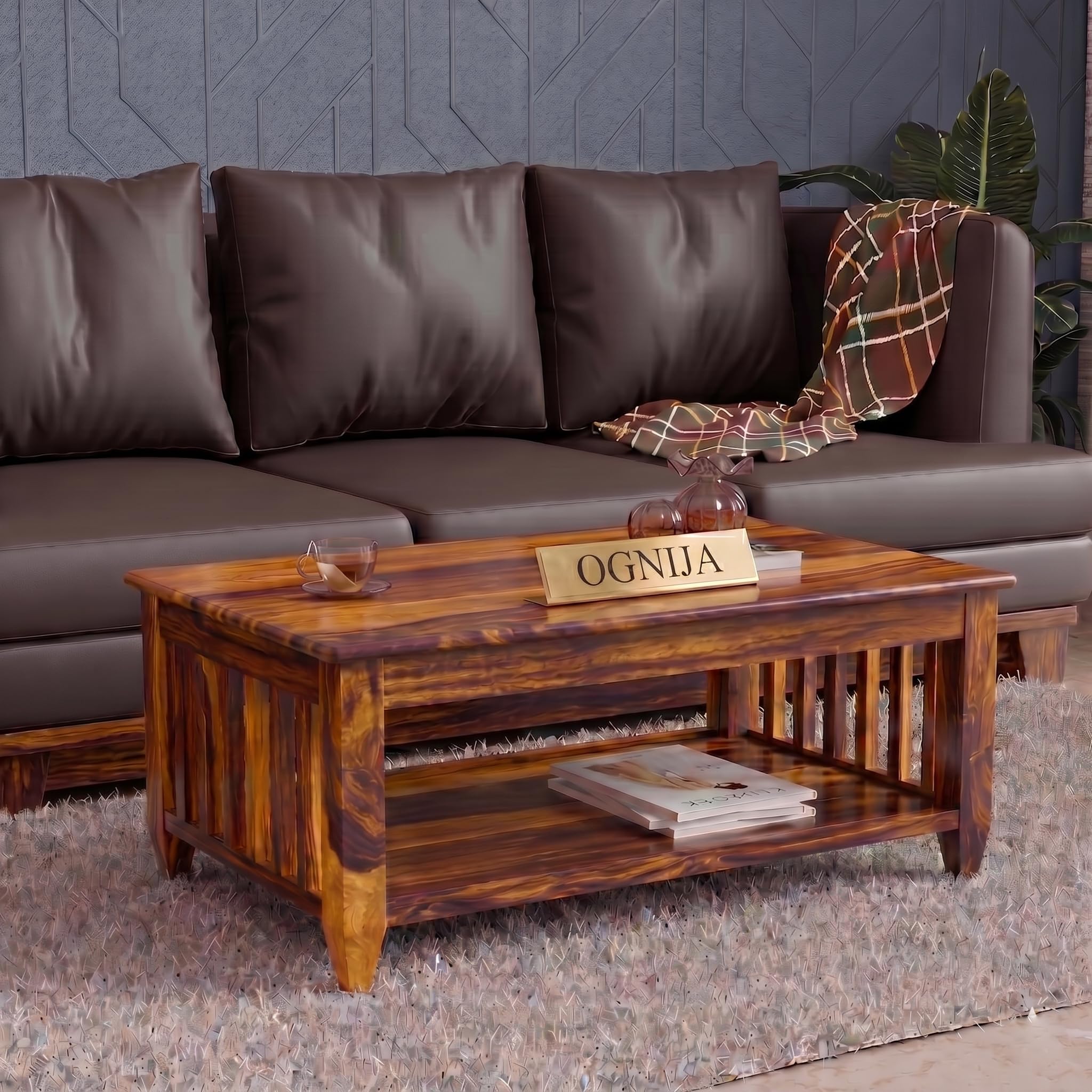 Premium Solid Wood Centre Table for Living Room - Modern Wooden Coffee Table & Teapoy for Sofa.-image-41