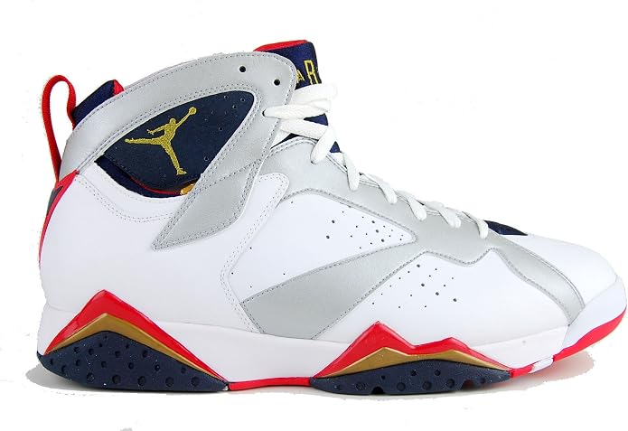 Amazon.com: Air Jordan 7 Retro (Olímpico) Blanco/Metálico Oro/Obsidian-Tr  Rd, Blanco, 5.5Y GS : Ropa, Zapatos y Joyería