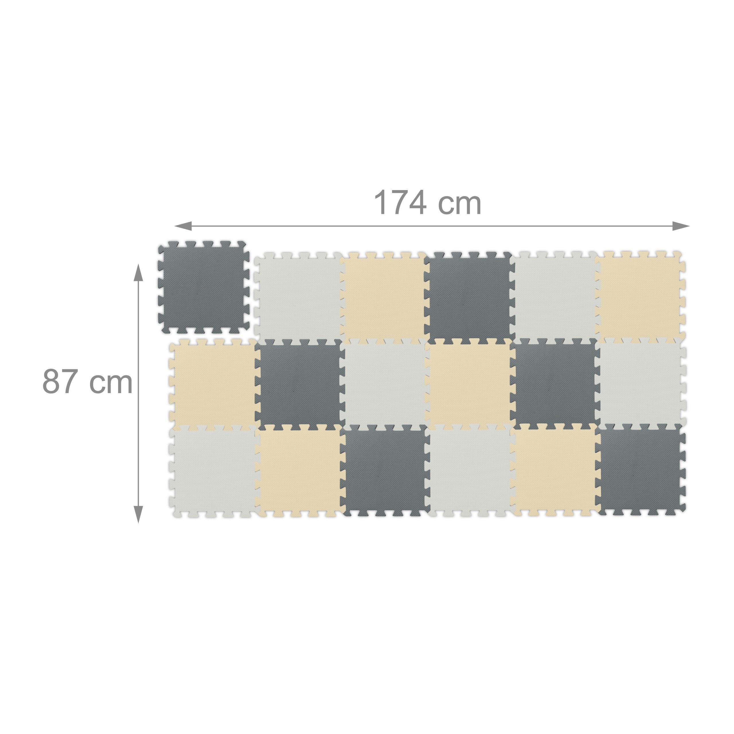 Relaxdays Puzzlematte, 18-teiliges Spielmatte Set, 30 x 30 cm, schadstofffrei, Eva Schaumstoff, Kinderzimmer, Mehrfarbig