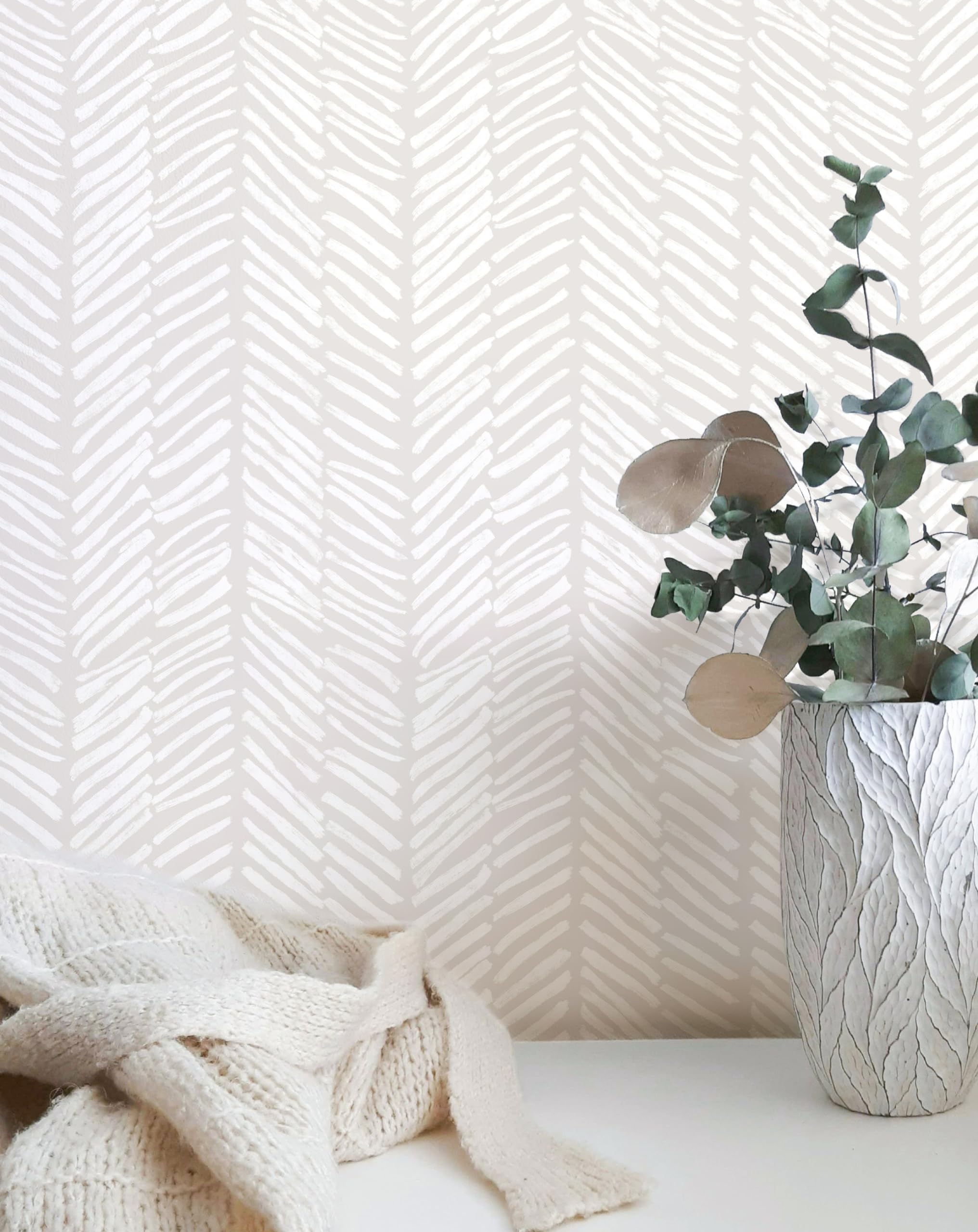 MelunMer Modern Peel and Stick Wallpaper Boho Contact Paper for Cabinets Stripe Wallpaper Line Self-Adhesive Wallpaper Removable Wallpaper for Bathroom Bedroom Shelf Liner Easy to Use 17.3''×393''