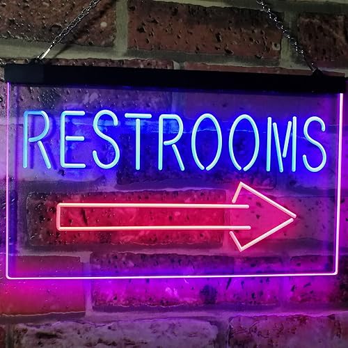 Miniatura 2 de ADVPRO Letrero de neón LED de doble color para inodoro, flecha a derecha, rojo y azul, 24 x 16 pulgadas, st6s64-m2049-rb