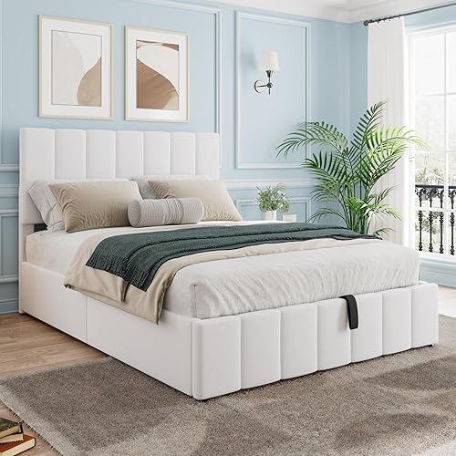 Merax Gas Lift Up Storage Platform Bed - Thumbnail 4
