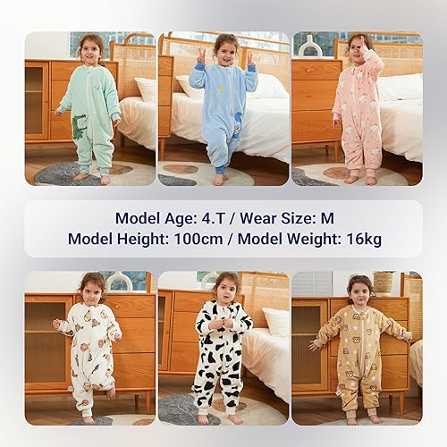 Miniatura 7 de MICHLEY Saco de dormir unisex de franela para bebé, pijama de manga larga, con cremallera, saco de dormir para otoño e invierno para niños y niñas
