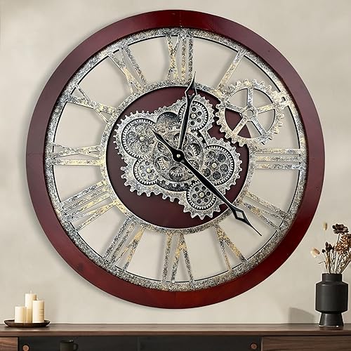 HOIBAI Reloj de pared grande, relojes de pared para decoración de sala de estar de 30 pulgadas, estilo granja, estilo vintage, rústico, decoración