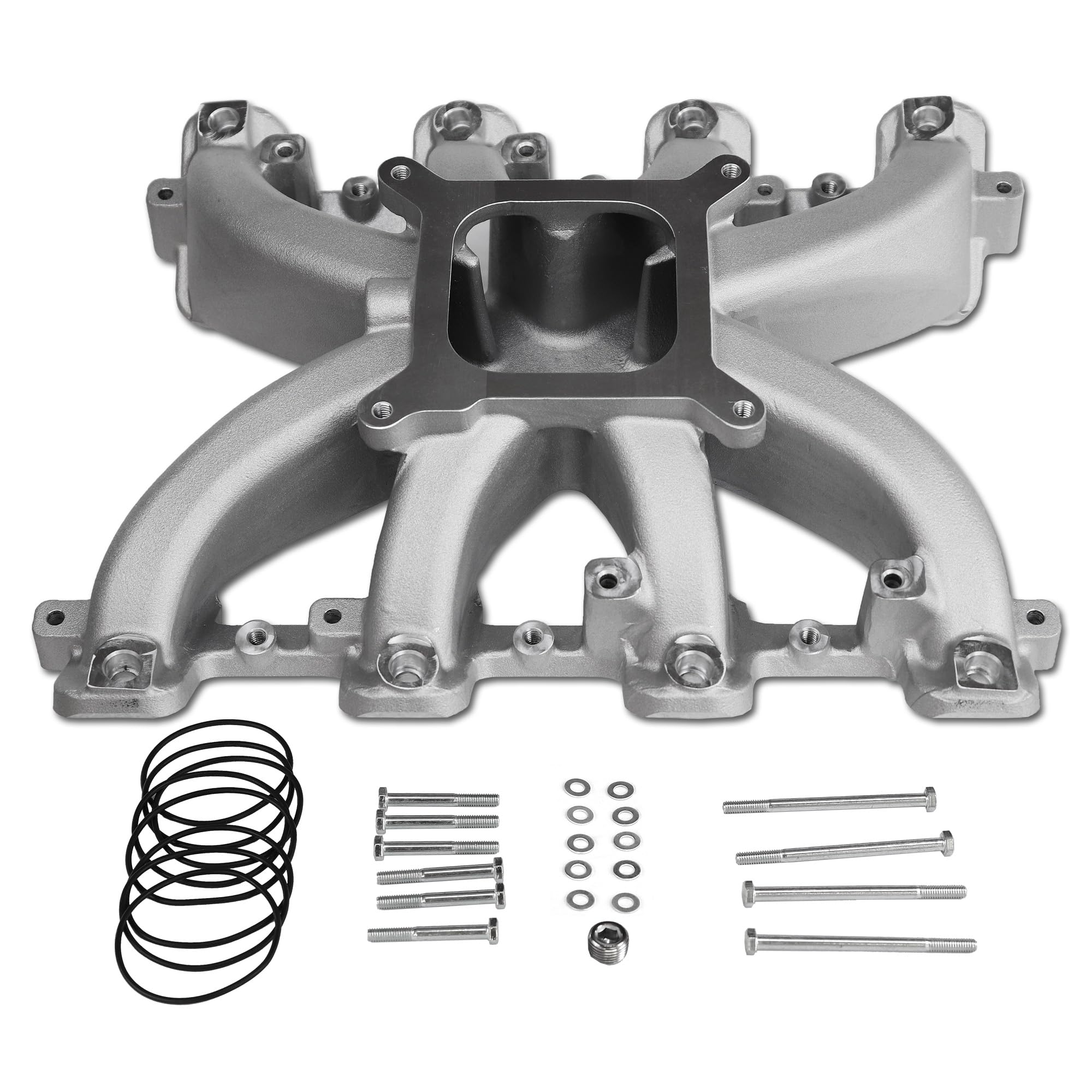 300-137 LS Mid-Rise EFI Intake Manifold Aluminum Single Plane Compatible with Chevy Small Block SBC 1997-2019 Cathedral Port fit for GM LS1/LS2/LS6 V8 4.8L 5.3L 5.7L 6.0L