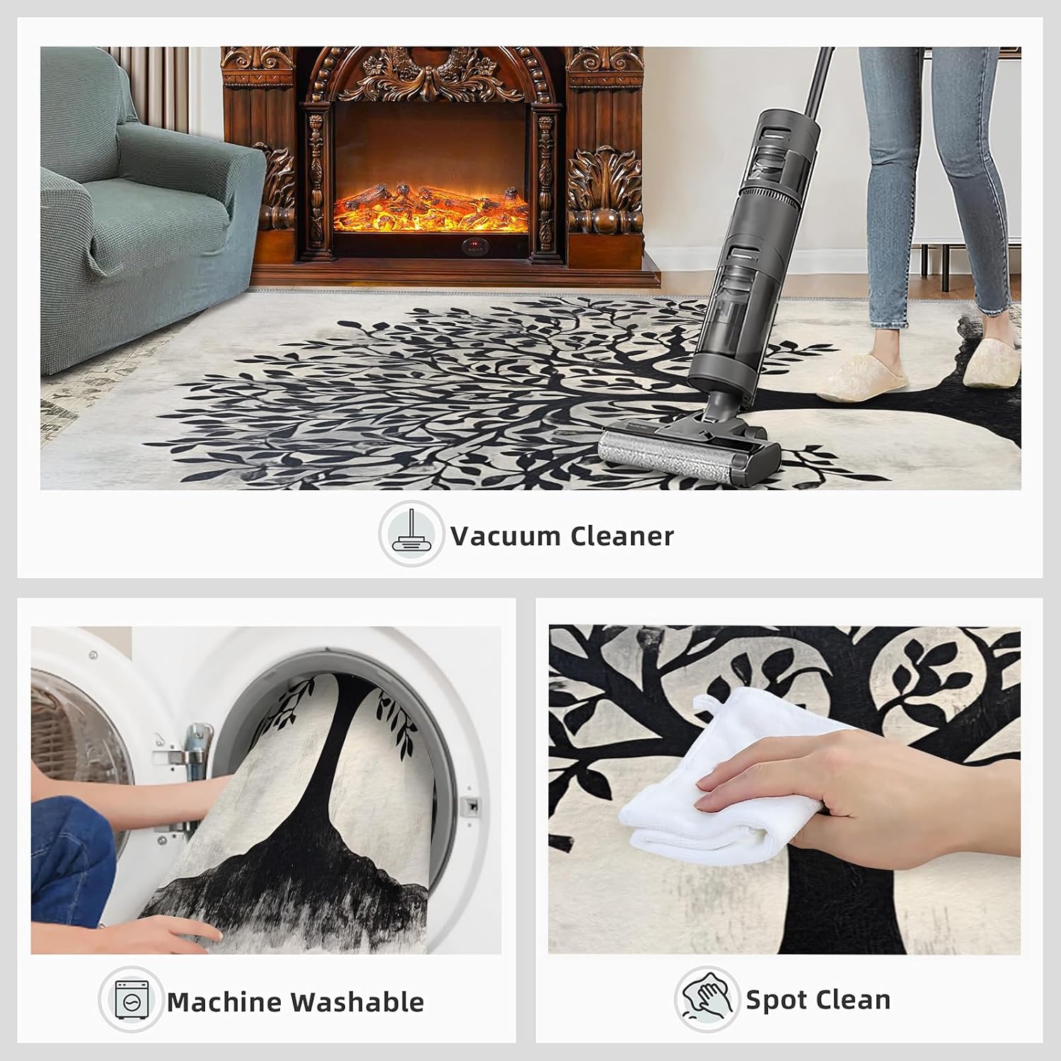 2x3 Minimalist Tree of Life Rug - Classic Branch Art Doormat Outdoor Entrance, Tree Aesthetic Laundry Room Carpet Non Slip Accent Throw Rugs for Bathroom Kitchen Sink Front Door