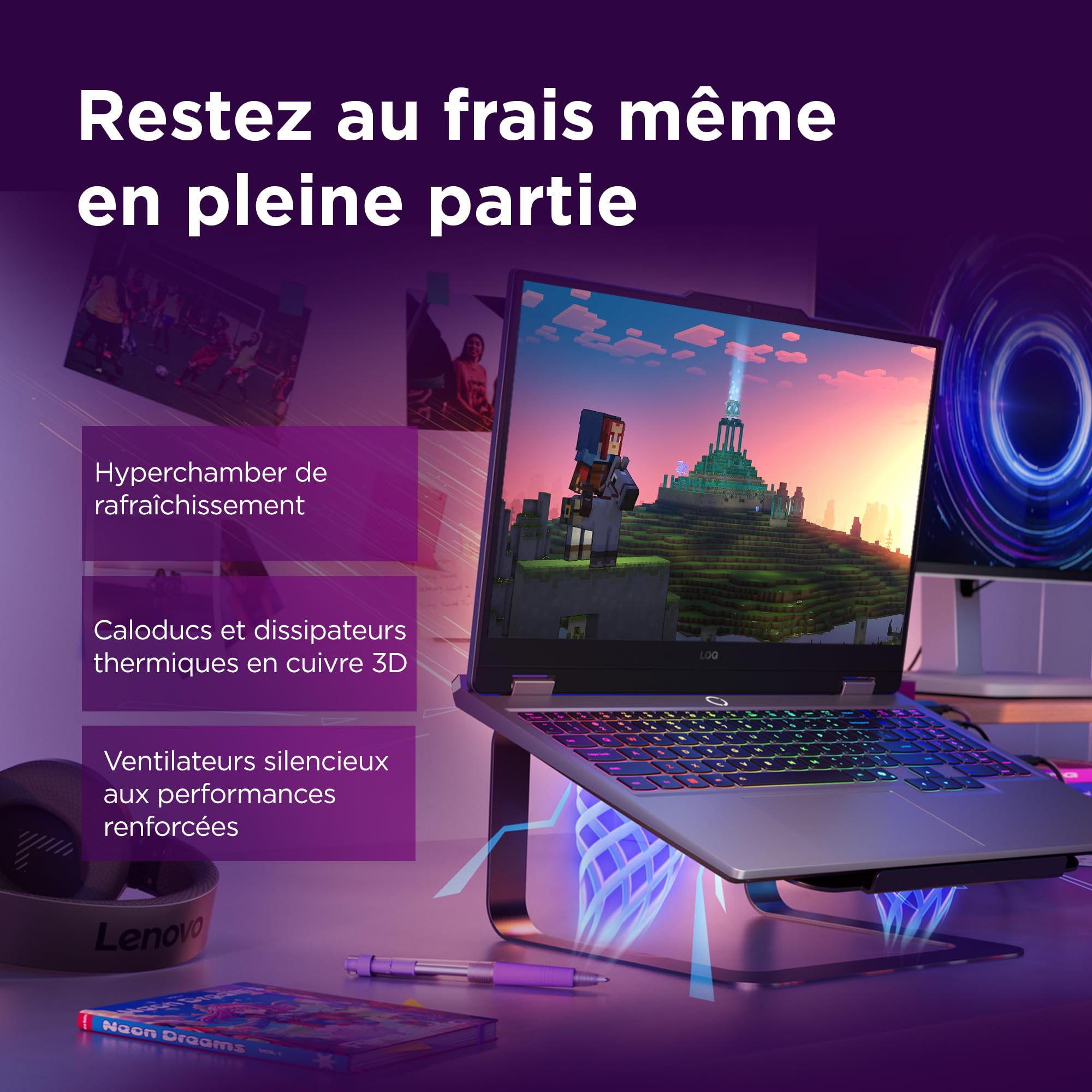 Lenovo LOQ 15IRX10 - Ordinateur Portable Gaming 15.6'' FHD 144Hz (Intel Core i5-13450HX, RAM 16Go, SSD 512Go, NVIDIA RTX 5050 8GB, sans Système d'Exploitation) Clavier rétroéclairé blanc AZERTY - Gris