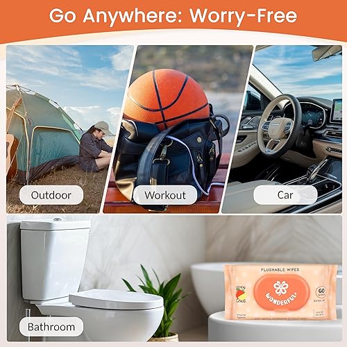 Miniatura 7 de Toallitas desechables WONDERFUL, Toallitas húmedas 100% a base de plantas con sabor a limón cítrico para adultos y niños, seguras para