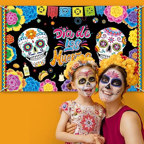 Miniatura 5 de Decoraciones del Día de los Muertos Día de los Muertos, decoración del Día de los Muertos, telón de fondo de fiesta mexicana para cumpleaños,