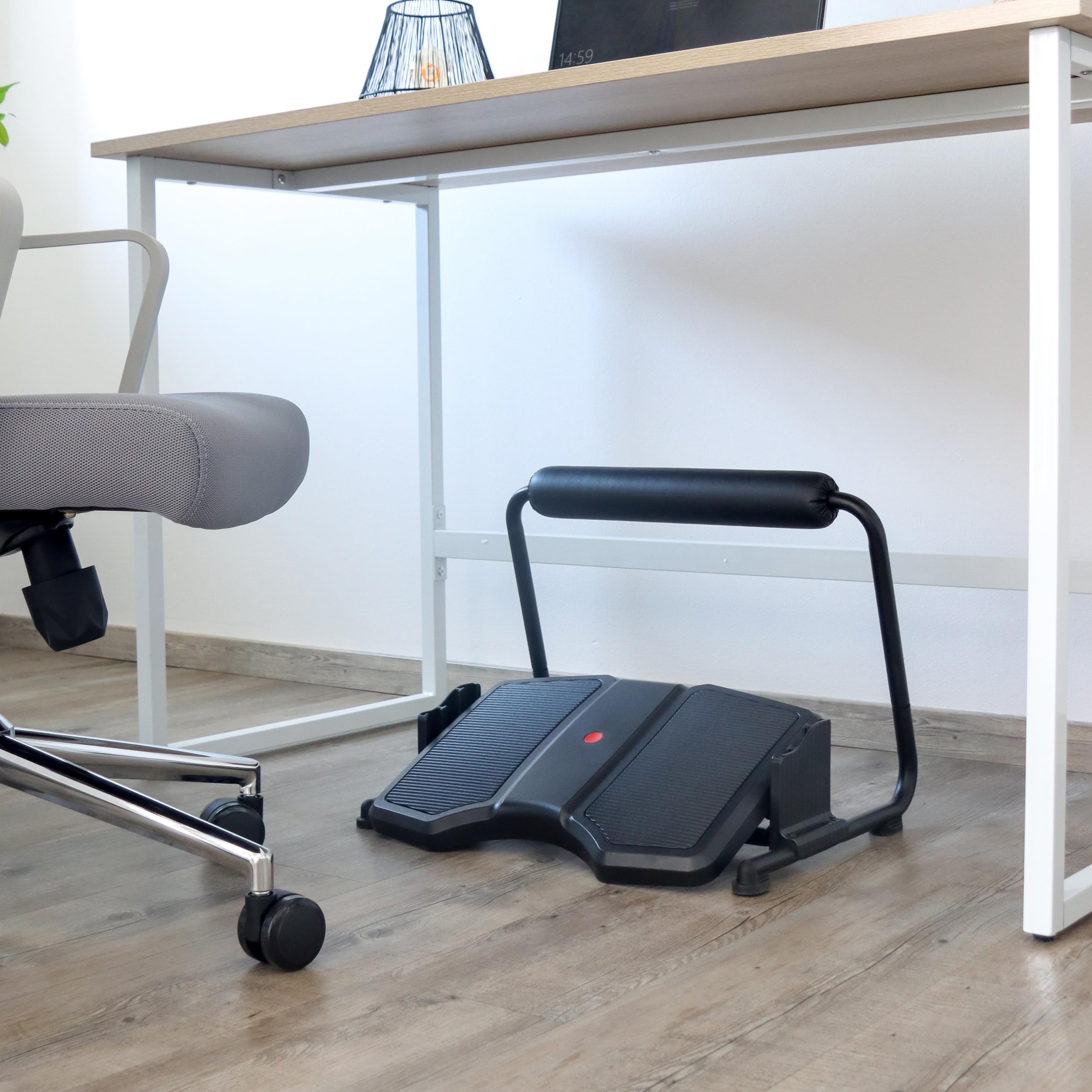 hjh OFFICE Repose-pieds Bureau PODI F noir Repose-pieds ergonomique réglable en hauteur & inclinable, repose-jambes inclus, 830111