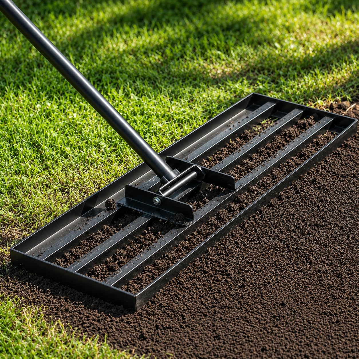 Lawn Leveling Rake – Level Your Lawn 3X Faster, 76x25cm,Perfect Weight Balance, Heavy Duty Gardening Tools with Adjustable Handle, Not Too Heavy,Not Too Small,Easy for Soil & Sand Spreading for Garden