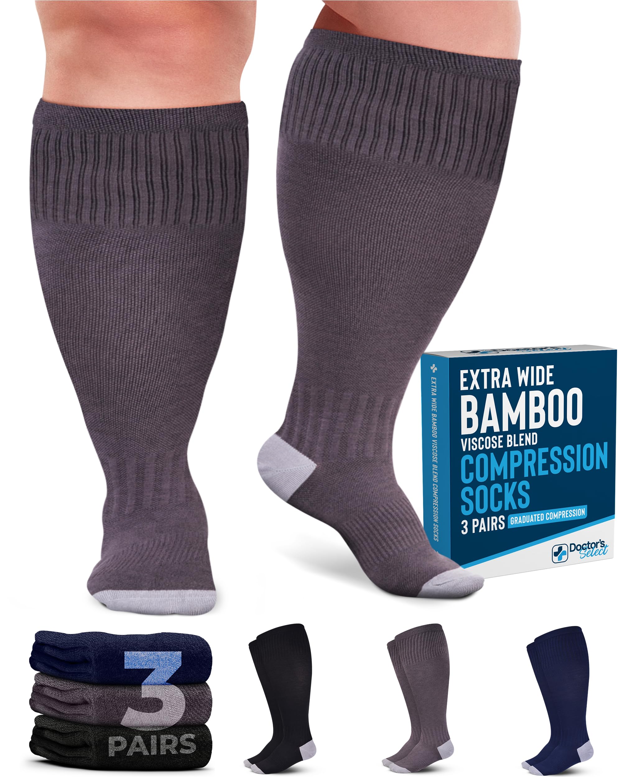Photo 1 of Doctor's Select Plus Size Compression Socks - 3 Pairs