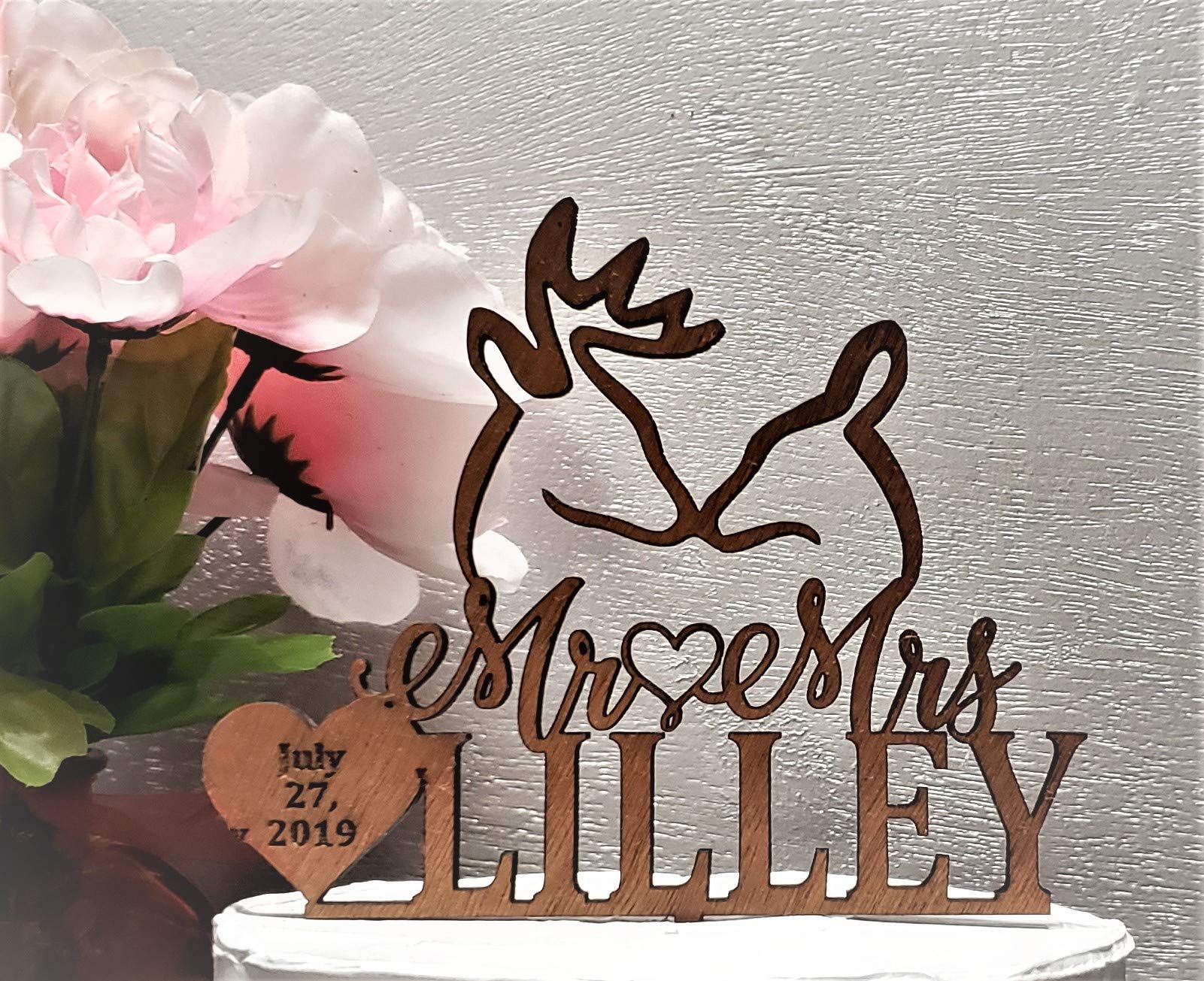 Buy Buck and Doe wedding Cake Topper Browning last name topper, Rustic