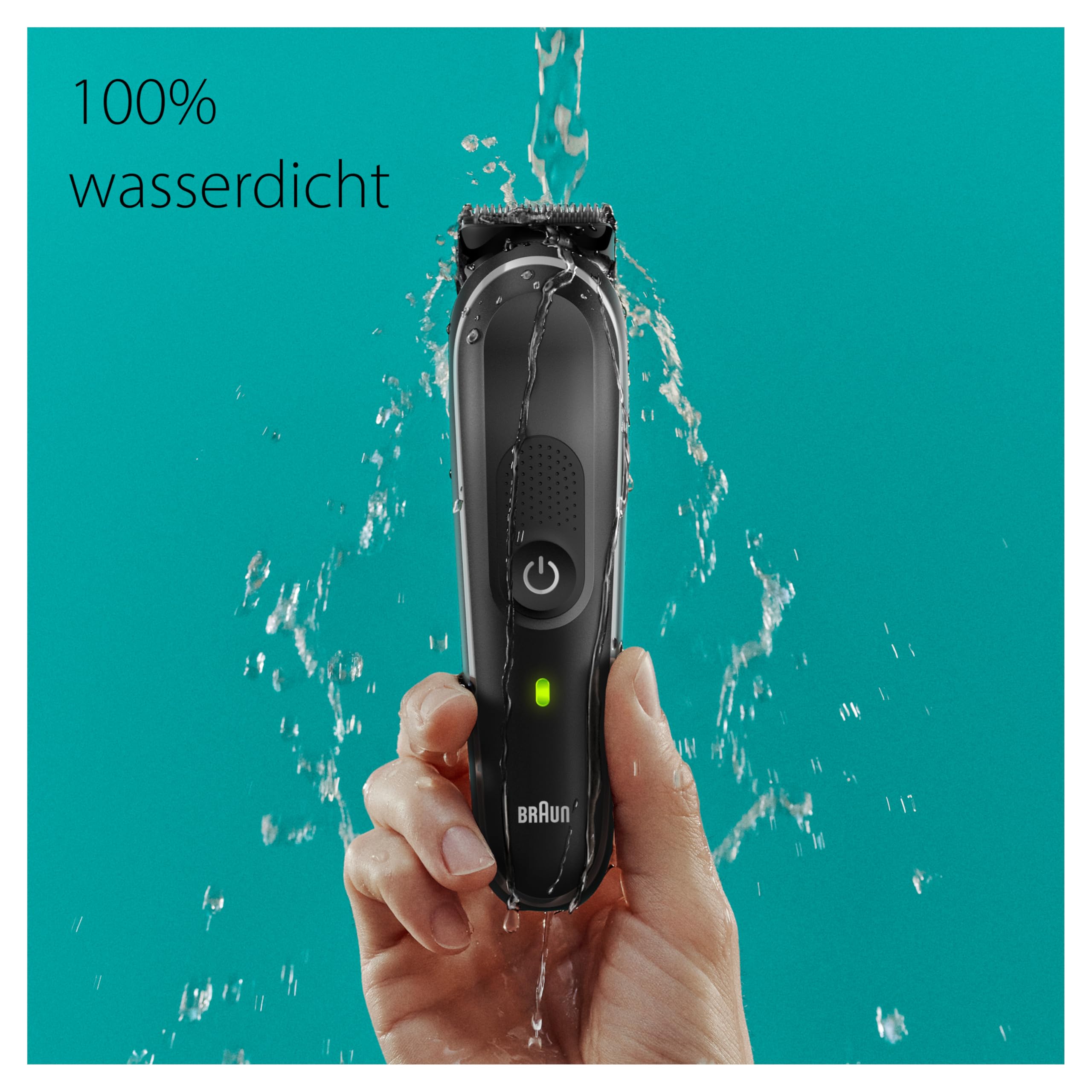 Braun All-In-One Trimmer-Set 5, 9-in-1 Multigroom, Barttrimmer, Nasenhaartrimmer, Haarschneidemaschine für Gesicht, Kopf und Körper, 100 Min. Akku, 14 Längen (3–21 mm), Wasserdicht, MGK5410, Schwarz