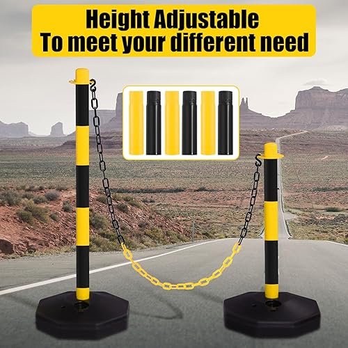 Miniatura 4 de Paquete de 12 conos de delineador de tráfico que incluyen base rellenable, barrera de seguridad de tráfico expandible de 5 pies, cadena de plástico