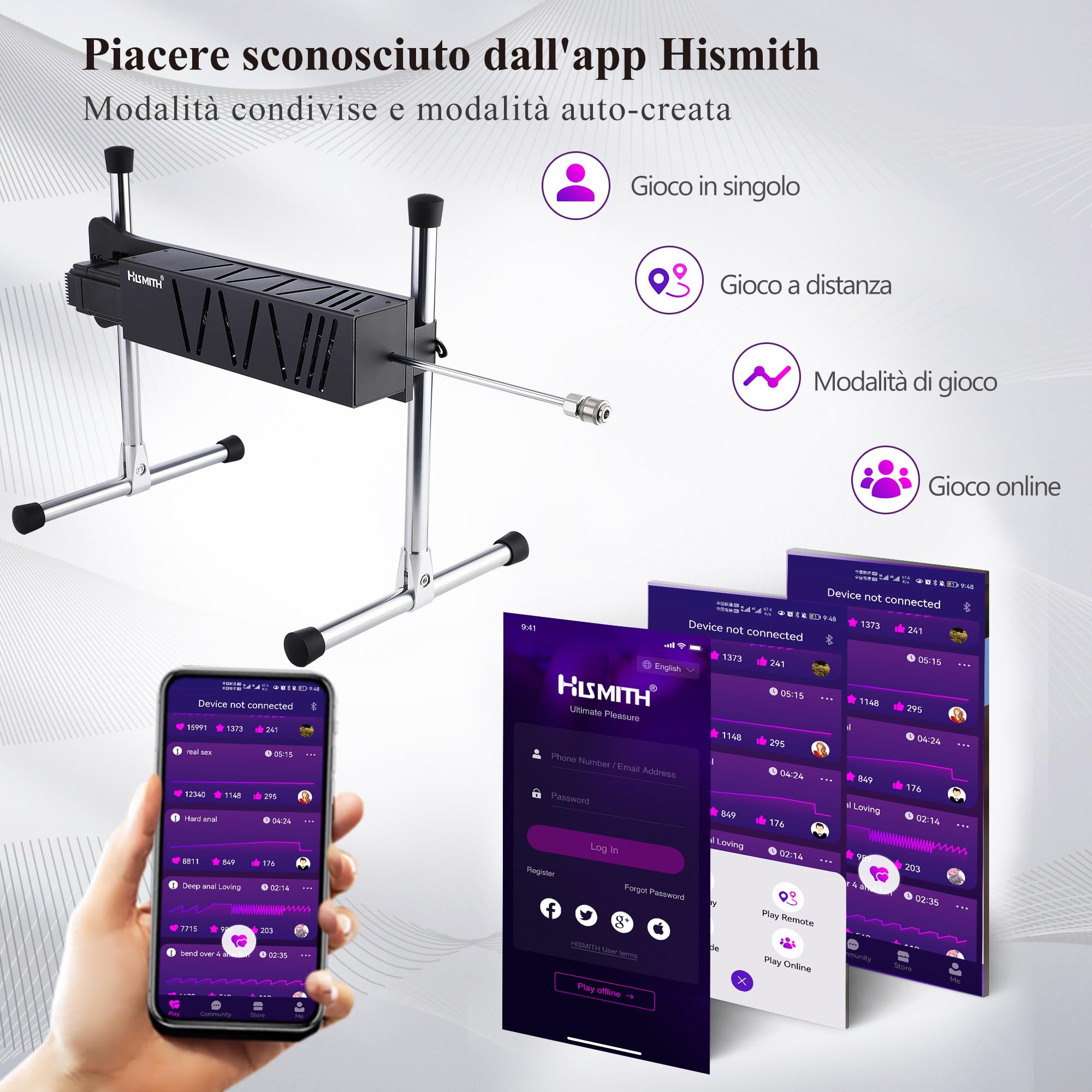 Hismith sex machine, macchina del sesso con sistema KlicLok, sex macchina automatica donna controllo intelligente tramite app - Giocattolo sessuale di punta