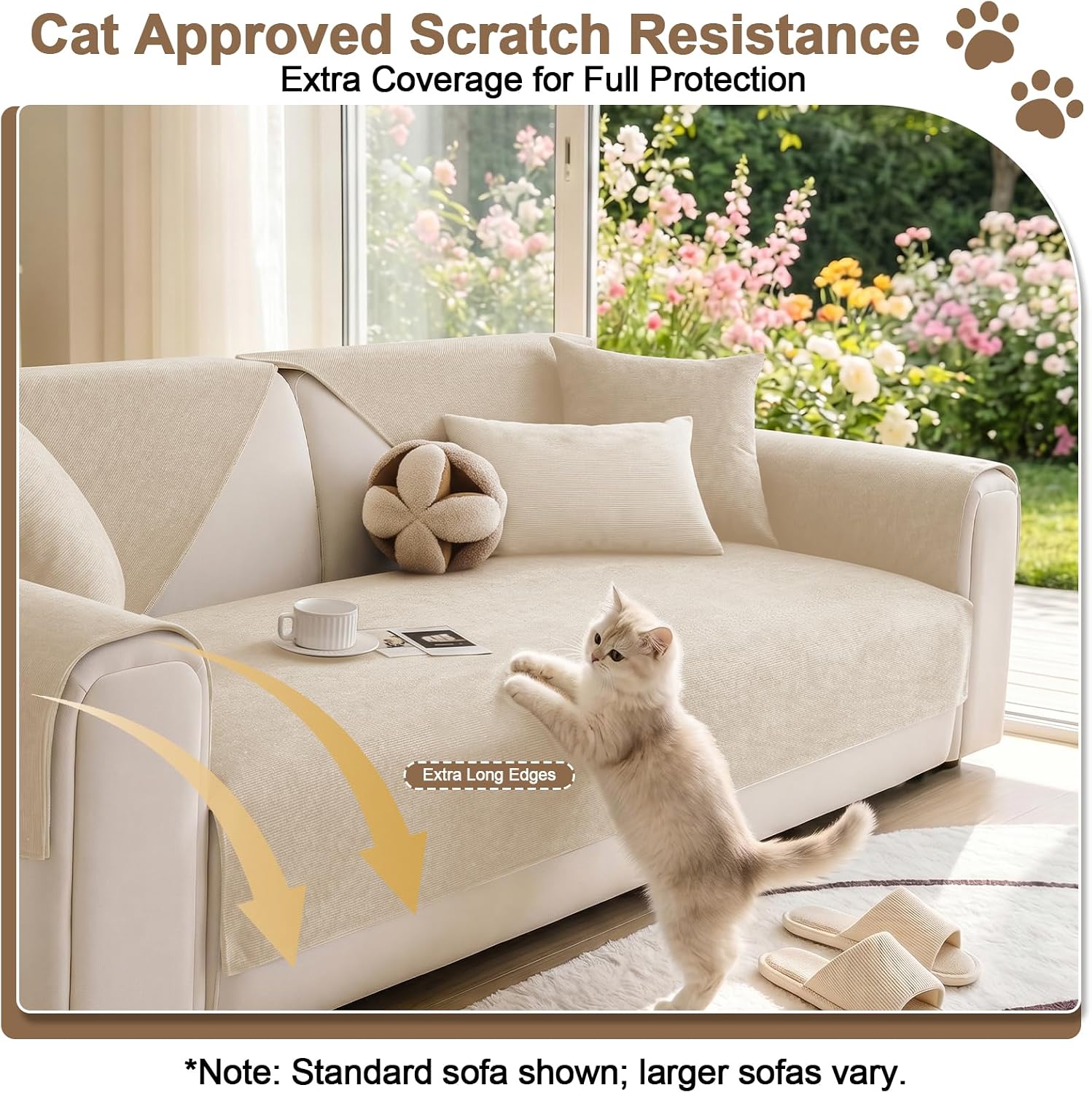 100% Waterproof Couch Cover for Dogs, Non-Slip Sectional Sofa Cover