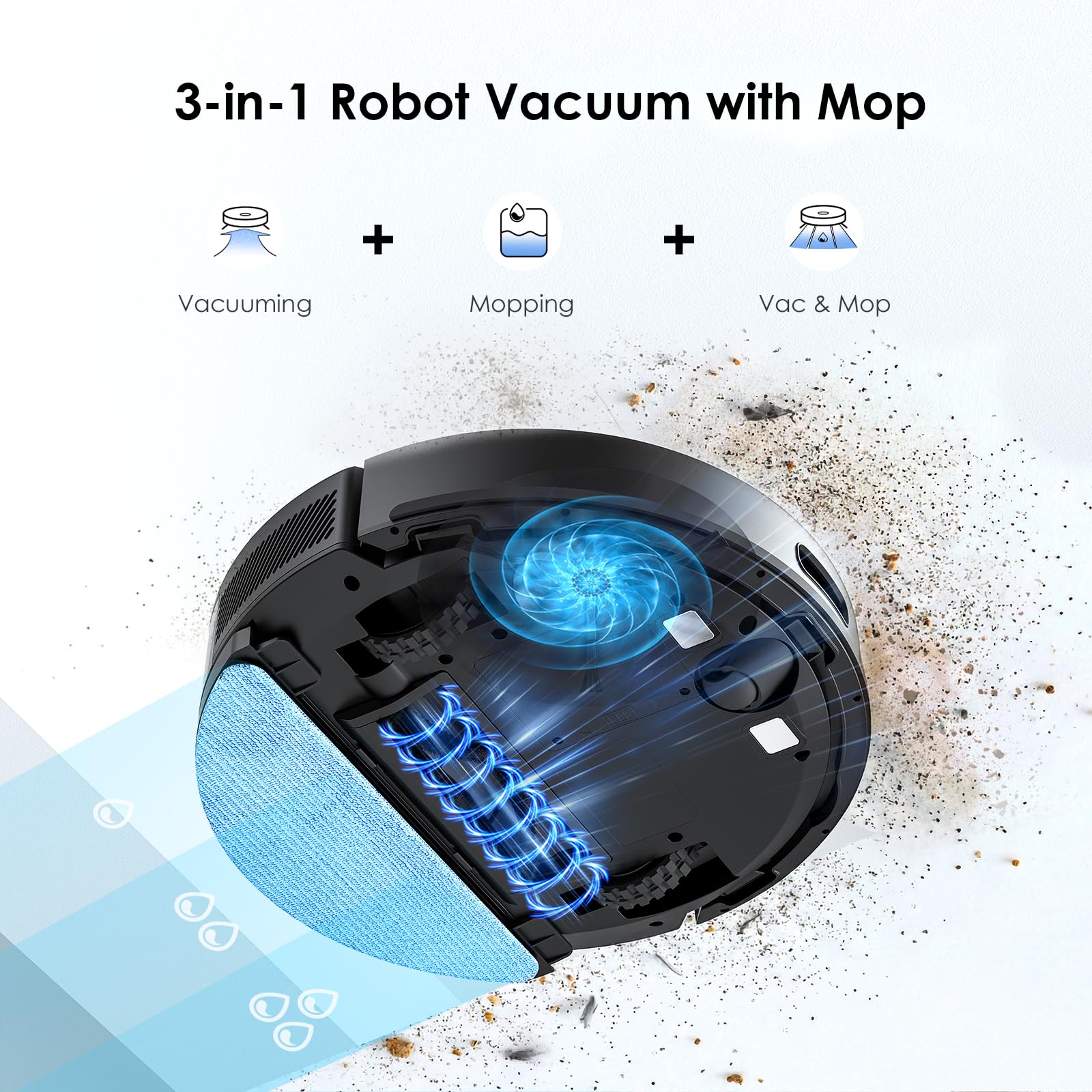 Lubluelu SL60 Plus Self Empty Robot Vacuum: LDS9.0 Laser Navigation for Precise Route Planning, 3 Cleaning Modes, Self Charging with Breakpoint Resume, for Pet Hair, Hardwood and Carpets