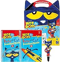 Vista 6 de Educational Insights Hot Dots Jr. Pete The Cat - Conjunto I Love Preschool con bolígrafo interactivo, libros de trabajo de matemáticas y lectura