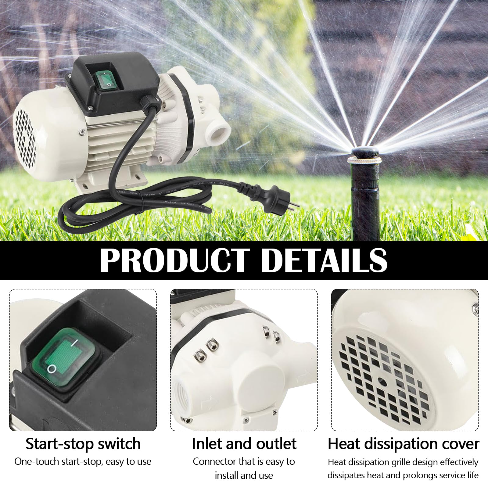 Bomba De Urea, 40L/Min Kit Bomba Ad-Blue Urea Piezas De Conexión Autocebantes Diafragma 220V - 0,4KW (50hz) Con 4 Boquillas Y 2 Abrazaderas 2950 Rpm Longitud Del Cable 1,8m