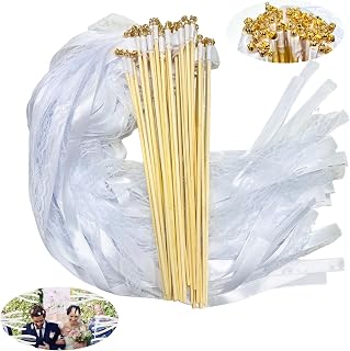 30 PCS Ribbon Wands Wedding,Wedding Streamers,Wedding Send Off,with Triple Ribbon and Bell for Wedding Reception,New Year,Birthday Party,Anniversary Holiday,Baby Shower,Send Off Party Activities